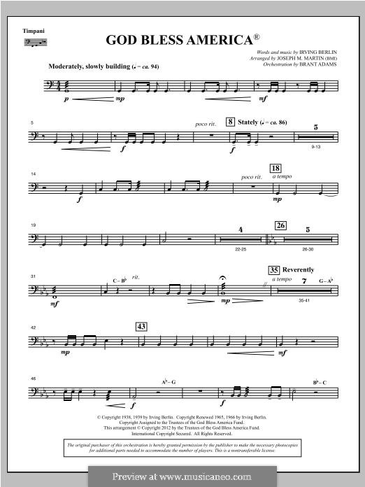 Choir Instrumental Pak version (arr. Joseph Martin): Paukenstimme by Irving Berlin
