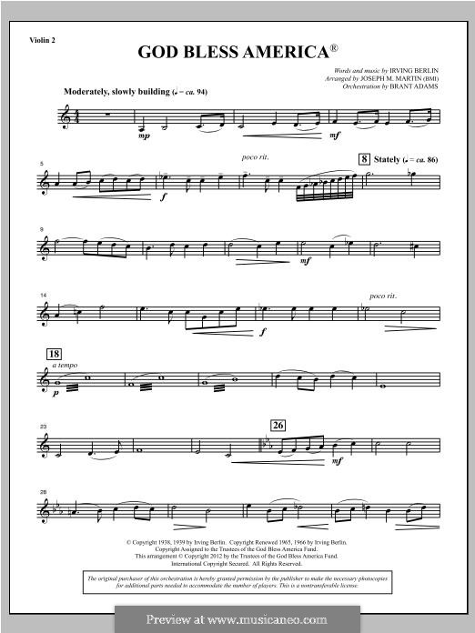 Choir Instrumental Pak version (arr. Joseph Martin): Violin 2 part by Irving Berlin