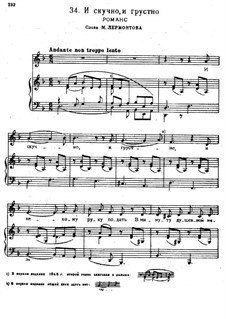 Songs and Romances (Book I), Nos.24-50: No.34 It is Boring and Sad by Alexander Sergeyevich Dargomyschski