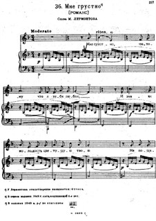 Songs and Romances (Book I), Nos.24-50: No.36 I'm Sad by Alexander Sergeyevich Dargomyschski