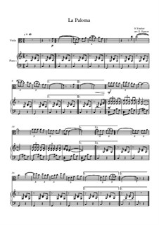 10 Easy Classical Pieces for Viola and Piano Vol.5: La Paloma by Wolfgang Amadeus Mozart, Franz Schubert, Antonín Dvořák, Georges Bizet, Georg Friedrich Händel, Giuseppe Verdi, Pjotr Tschaikowski, Emil Waldteufel, Adolphe Adam, Sebastián Yradier