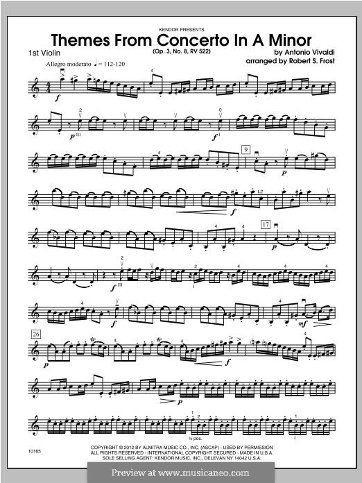 Konzert für zwei Violinen und Streicher Nr.8 in a-Moll, RV 522: Themes, for strings – Violin 1 part by Antonio Vivaldi