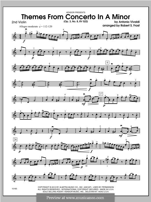 Konzert für zwei Violinen und Streicher Nr.8 in a-Moll, RV 522: Themes, for strings – Violin 2 part by Antonio Vivaldi