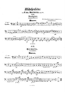 Mädchenlieder, Op.88: Für Streichquintett – Kontrabassstimme by Carl Reinecke
