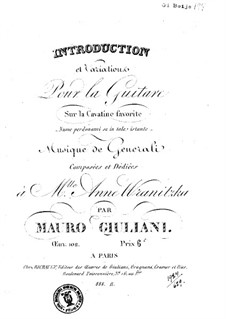 Introduktion und Variationen über Cavatine 'Nume perdonami se in tale istante' für Gitarre, Op.102: Introduktion und Variationen über Cavatine 'Nume perdonami se in tale istante' by Mauro Giuliani