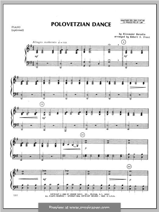 Polovtsian Dances (Printable Scores): For strings – Piano part by Alexander Porfiryevich Borodin