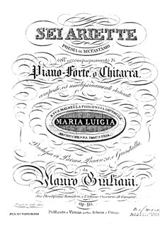 Sechs Arien für Stimme und Gitarre (oder Klavier), Op.95: Vollsammlung by Mauro Giuliani