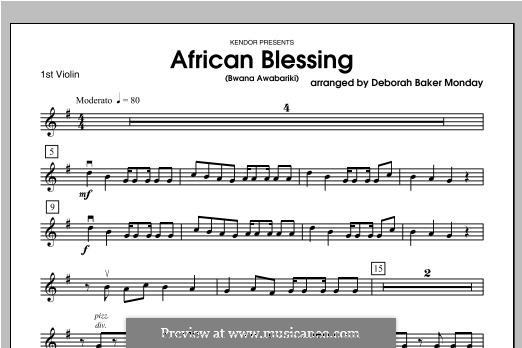 African Blessing (Bwana Awabariki): Violin 1 part by folklore