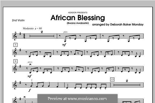 African Blessing (Bwana Awabariki): Violin 2 part by folklore