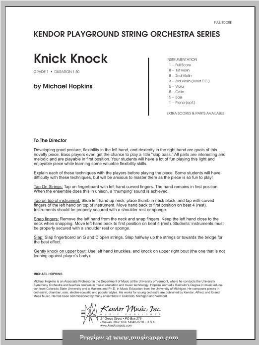 Knick Knock: Vollpartitur by John H. Hopkins Jr.