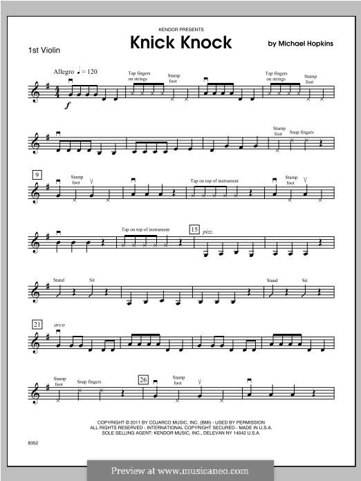 Knick Knock: Violin 1 part by John H. Hopkins Jr.