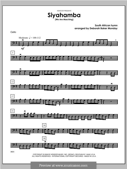 Siyahamba (We are Marching in the Light of God): Cellostimme by folklore