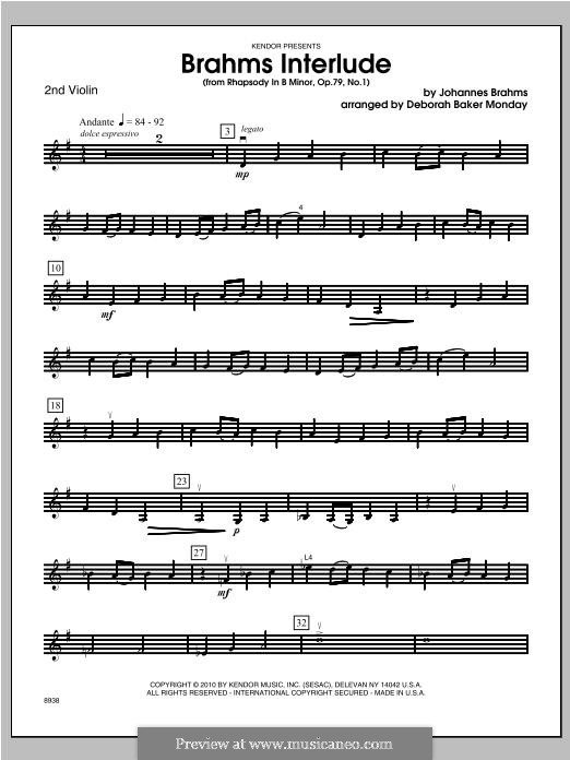 Zwei Rhapsodien, Op.79: Rhapsody No.1. Interlude – violin 2 part by Johannes Brahms