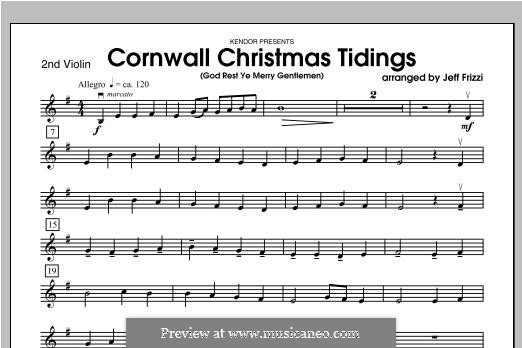 Cornwall Christmas Tidings (God Rest Ye Merry Gentlemen): Violin 2 part by folklore