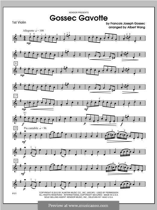 Gavotte in D-Dur: For orchestra – violin 1 part by François Joseph Gossec