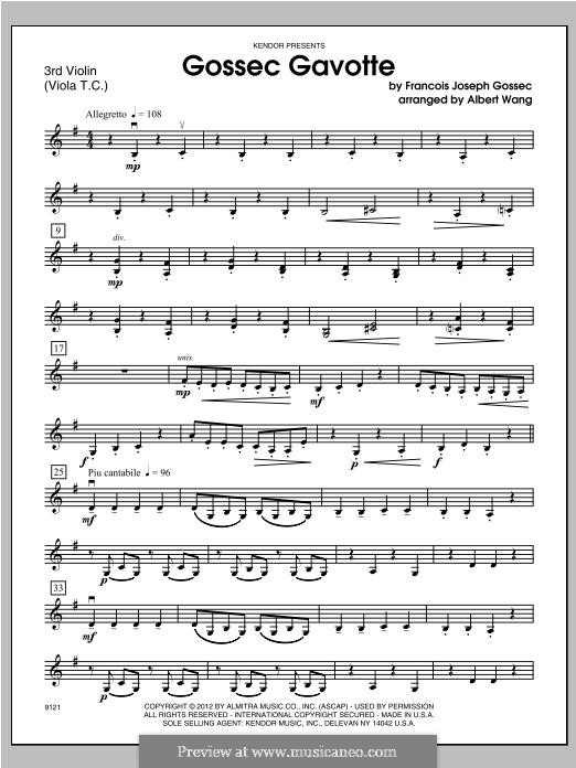 Gavotte in D-Dur: For orchestra – violin 3 part by François Joseph Gossec
