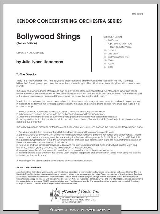 Bollywood Strings (Senior Edition): Vollpartitur by Julie Lyonn Lieberman