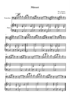 10 Easy Classical Pieces for Trombone and Piano Vol.5: Minuet (In F Major) by Wolfgang Amadeus Mozart, Franz Schubert, Antonín Dvořák, Georges Bizet, Georg Friedrich Händel, Giuseppe Verdi, Pjotr Tschaikowski, Emil Waldteufel, Adolphe Adam, Sebastián Yradier