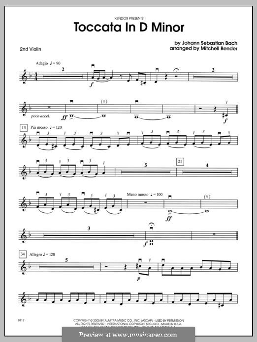 Toccata in d-Moll, BWV 913: Violin 2 part by Johann Sebastian Bach