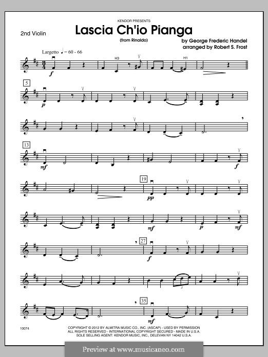 Lascia Ch'io Pianga (Orchestra version): Violin 2 part by Georg Friedrich Händel