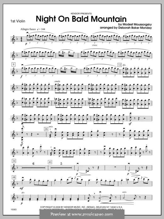 Eine Nacht auf dem kahlen Berge: Violin 1 part by Modest Mussorgski