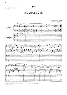 Konzert für Klavier und Orchester Nr.4 in d-Moll, Op.70: Version für zwei Klaviere, vierhändig by Anton Rubinstein