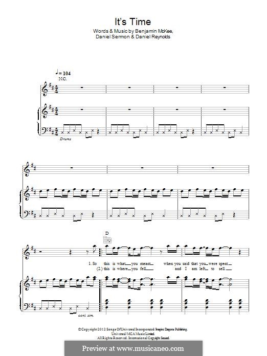 It's Time (Imagine Dragons): Für Stimme und Klavier (oder Gitarre) by Daniel Platzman