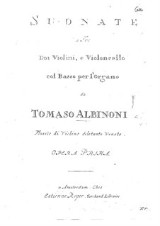 Zwölf Triosonaten für zwei Violinen und Basso Continuo, Op.1: Cellostimme by Tomaso Albinoni