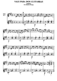 Walzer für zwei Gitarren: Vollpartitur by Francisco Tárrega