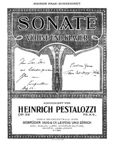 Sonate in a-Moll für Violine und Klavier, Op.39: Partitur by Johann Heinrich Pestalozzi