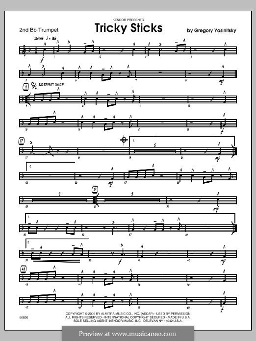 Tricky Sticks: 2nd Bb Trumpet part by Gregory Yasinitsky