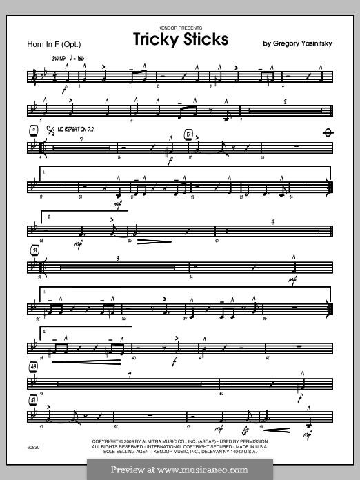 Tricky Sticks: Horn in F part by Gregory Yasinitsky