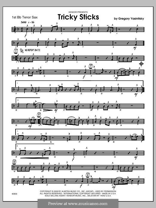 Tricky Sticks: Tenor Sax 1 part by Gregory Yasinitsky