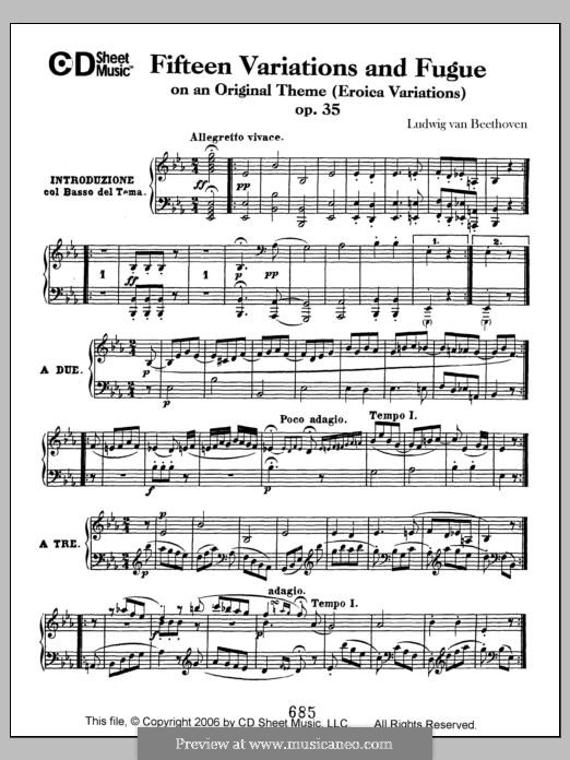 Fünfzehn Variationen und Fuge über ein eigenes Thema (Eroica-Variationen), Op.35: Für Klavier by Ludwig van Beethoven