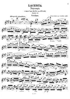 Lacerta. Impromptu, Op.27: Bearbeitung für Violine und Klavier – Violinstimme by Hans Bülow