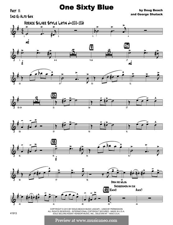 One Sixty Blue: 2nd Eb Alto Saxophone part by Doug Beach, George Shutack
