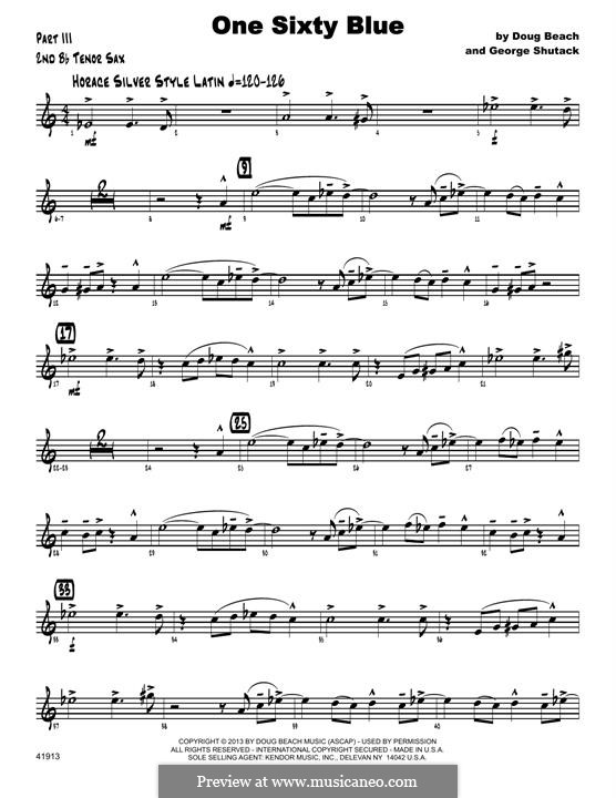 One Sixty Blue: 2nd Bb Tenor Saxophone part by Doug Beach, George Shutack