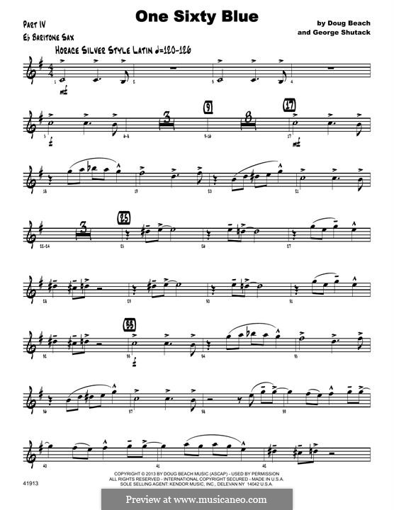 One Sixty Blue: Eb Baritone Saxophone part by Doug Beach, George Shutack