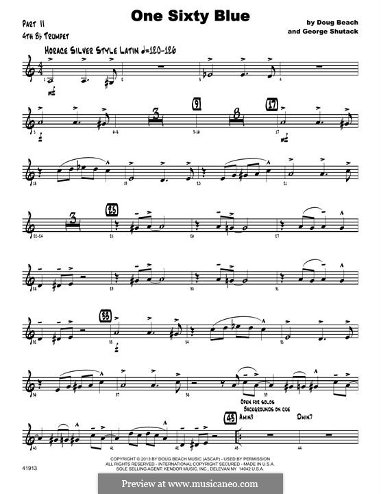One Sixty Blue: 4th Bb Trumpet part by Doug Beach, George Shutack