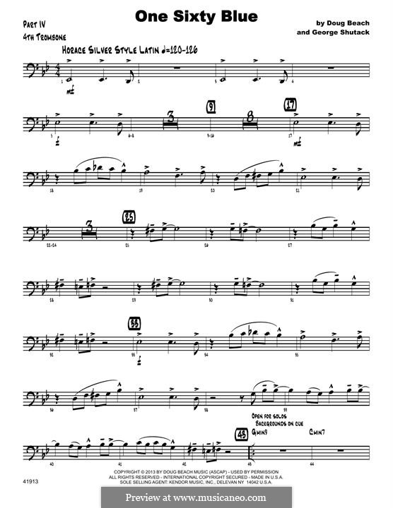 One Sixty Blue: 4th Trombone part by Doug Beach, George Shutack