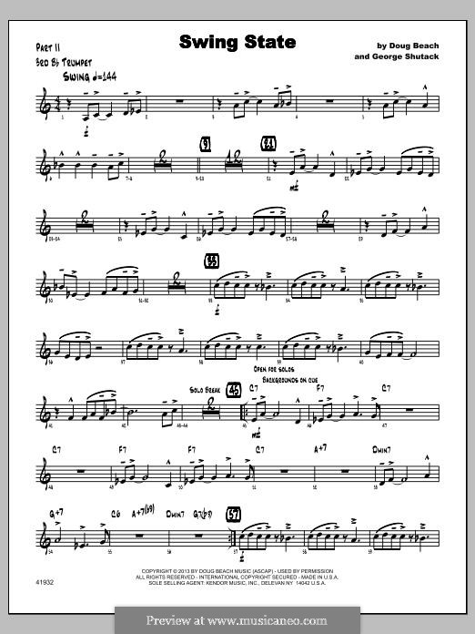 Swing State: 3rd Bb Trumpet part by Doug Beach, George Shutack