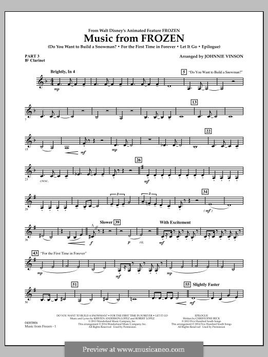 Music from Frozen (Concert Band version): Pt.3 - Bb Clarinet by Robert Lopez, Kristen Anderson-Lopez