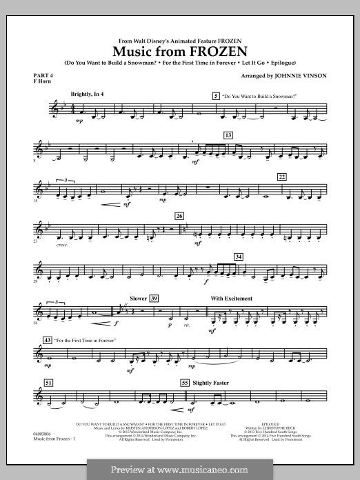 Music from Frozen (Concert Band version): Pt.4 - F Horn by Robert Lopez, Kristen Anderson-Lopez