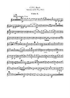 Sinfonie in Nr.1 D-dur, H 663 Wq 183:1: Hornstimmen by Carl Philipp Emanuel Bach