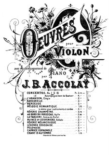 Konzert für Violine und Orchester Nr.1 in a-Moll: Version für Violine und Klavier by Jean-Baptiste Accolay