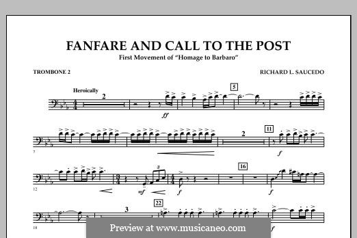 Fanfare and Call to the Post: Trombone 2 part by Richard L. Saucedo