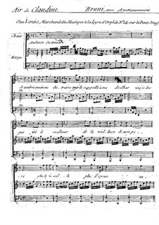 Claudine, ou Le Petit Commissionnaire: Air de Claudine, for voice and harp by Antonio Bartolomeo Bruni