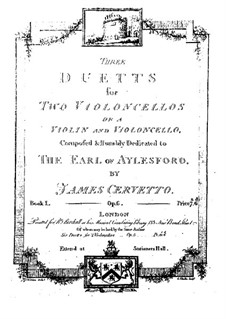 Drei Duette für zwei Cellos (oder Violine und Cello), Op.6: Cellostimme II by Giacobbe Basevi Cervetto