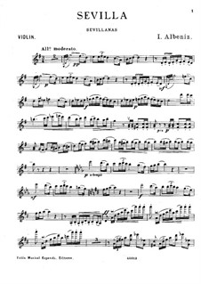 Nr.3 Sevilla: Für Violine und Klavier – Violinstimme by Isaac Albéniz