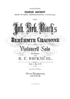 Partita für Violine Nr.2 in d-Moll, BWV 1004: Chaconne. Bearbeitung für Cello by Johann Sebastian Bach